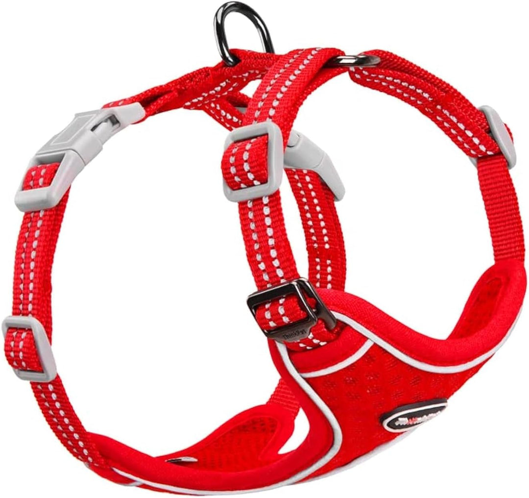 Reflective Breathable Soft Air Mesh No Pull Puppy Choke Free over Head Vest Ventilation Harness for Puppy Small Medium Dogs and Cats (Red,Xs)