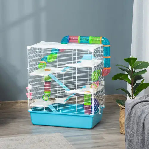 PawHut Oversized 5-tier Hamster Cage With Tube And Tunnel, Portable Carrying Handle