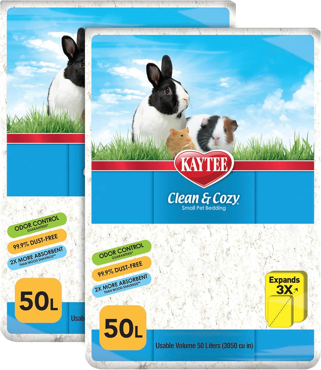 Clean & Cozy White Paper Bedding, Made for Small Animals, 100 Liters, Pack of 2