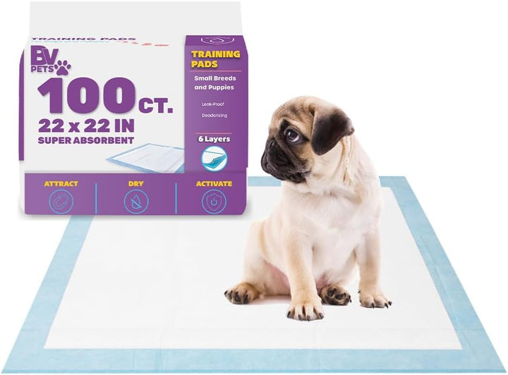 Puppy Pads Leak-Proof 100 Count 22"X 22" - Absorbent Pee Pads for Dogs with 6-Layer Design, Rapid Dry Sheet & Built-In Attractant - Dog Pad with Odor Control, Perfect for Puppies & Senior Dogs