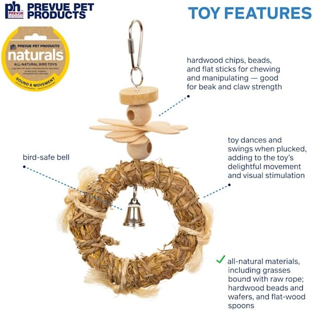 Pervue Pet Products Naturals Sound & Movement Crown Bird Toy,4" L X 1 1/2" W X 8" H