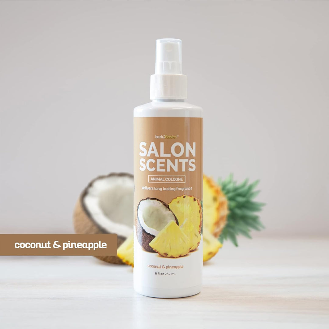 Salon Scents Pet Grooming Cologne - 8 Oz, Natural Professional Grade Perfume for Dogs and Cats, Spray, Long Lasting, Deodorizing, (Coconut and Pineapple)