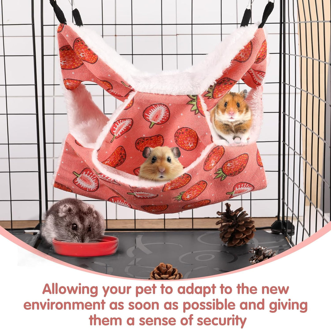 3 Layer Guinea Pig Cage Hammock, Cute Rat Hamster Hanging Hammock Bed Soft Warm Small Animals House Cage Accessories Toy for Ferret Squirrel Chinchilla Parrot Sugar Glider