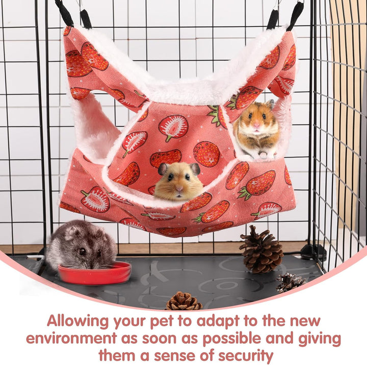 3 Layer Guinea Pig Cage Hammock, Cute Rat Hamster Hanging Hammock Bed Soft Warm Small Animals House Cage Accessories Toy for Ferret Squirrel Chinchilla Parrot Sugar Glider