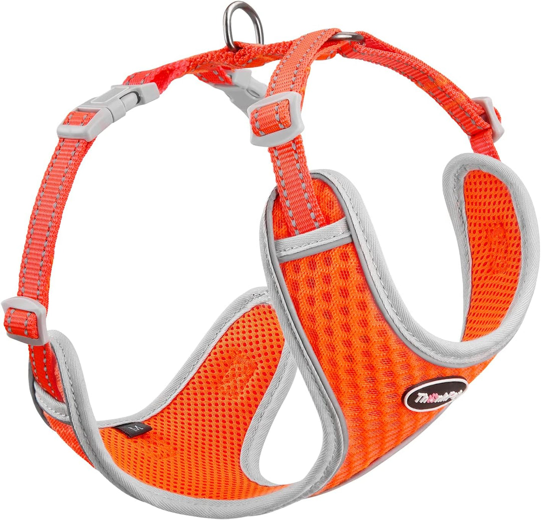 Reflective Breathable Soft Air Mesh No Pull Puppy Choke Free over Head Vest Ventilation Harness for Puppy Small Medium Dogs and Cats (Red,Xs)