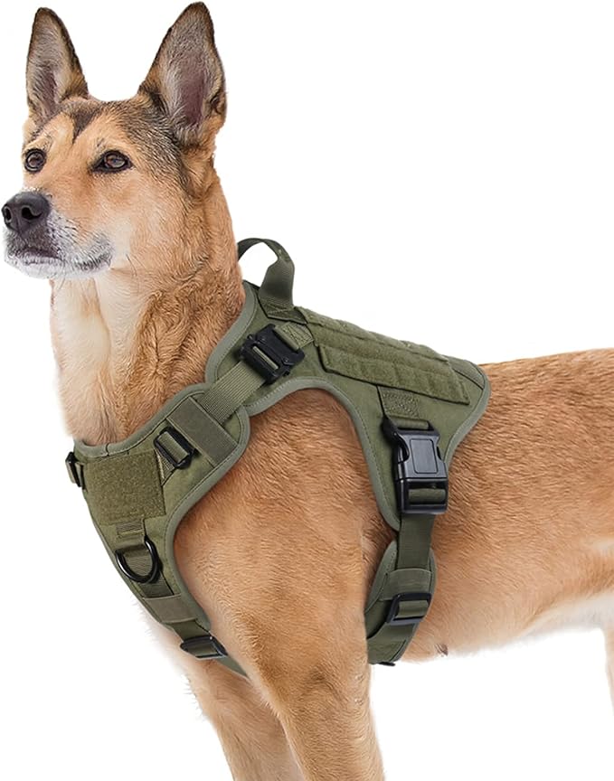Tactical Dog Harness for Large, Heavy Duty Pet Harness with Handle, No-Pull Service Vest Large Breed, Adjustable Military Dog Vest for Training Hunting Walking, Black, L