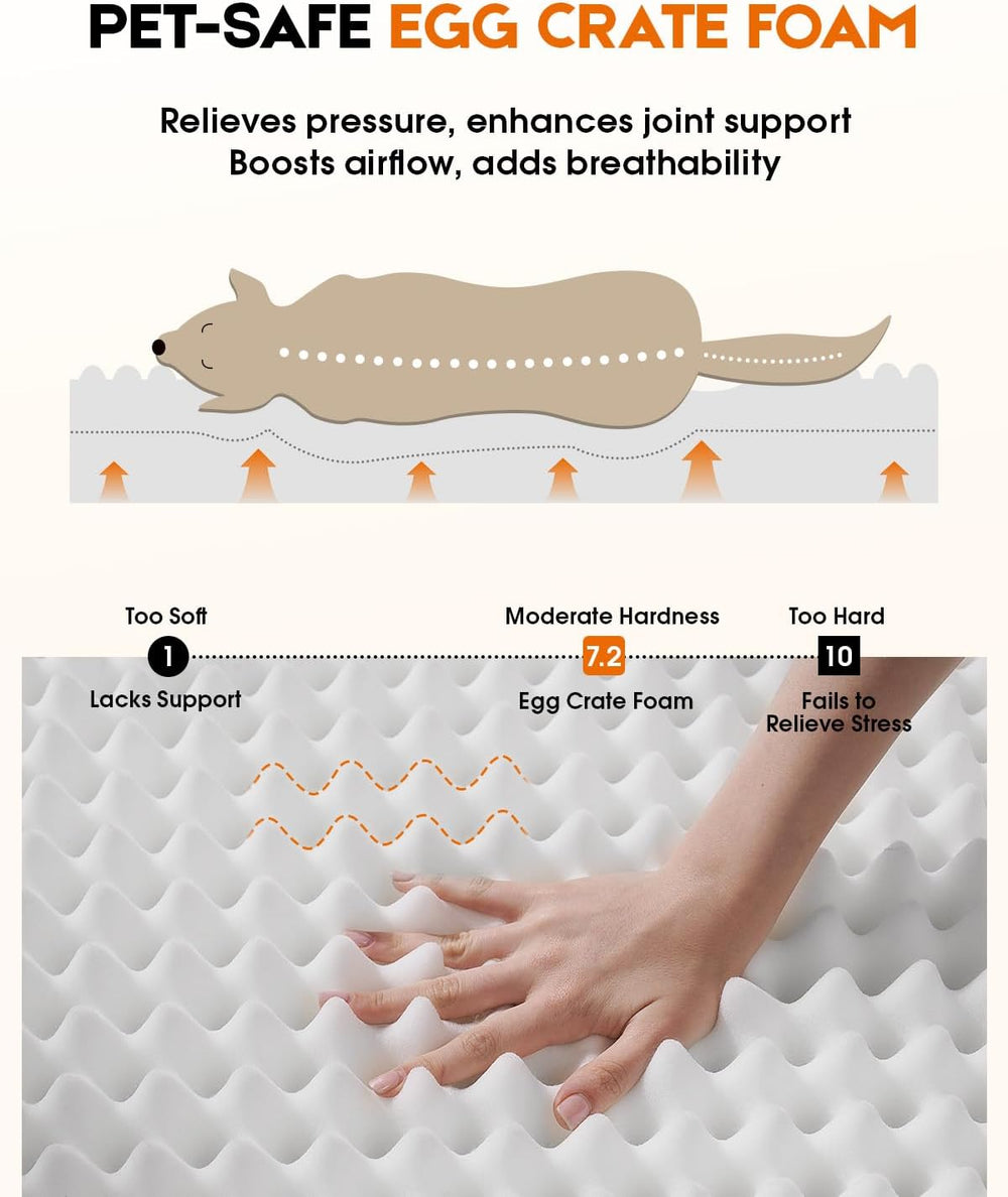 Xx-Large Orthopedic Dog Bed, Egg Foam Dog Couch with Removable Washable Cover, Waterproof Pet Sofa Bed with Non-Slip Bottom and Four-Sided Bolster Cushion, Brown Dog Beds for Giant Sized Dog
