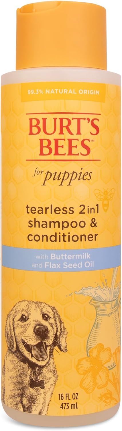 Tearless Puppy 2-In-1 Shampoo and Conditioner with Buttermilk and Linseed Oil, 2Pk, 95% Natural Origin Formulas, Best Gentle Shampoo for Puppies - Tear Free, 16 Oz - 6 Pack