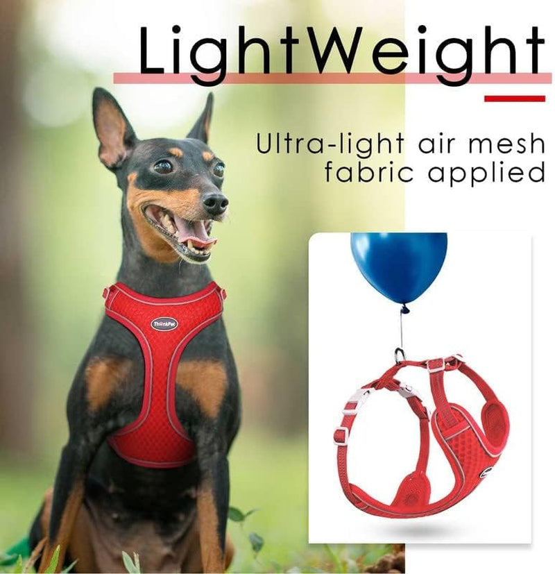 Reflective Breathable Soft Air Mesh No Pull Puppy Choke Free over Head Vest Ventilation Harness for Puppy Small Medium Dogs and Cats (Red,Xs)