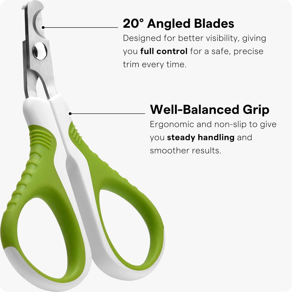 Pet Nail Clippers for Indoor Cats & Small Animals - Precision Angled Blades & Steady Grip - Ideal for Kittens Tiny Dogs Rabbits Birds - Nail Trimmer & Claw Scissors for Home Grooming - Ebook Guide