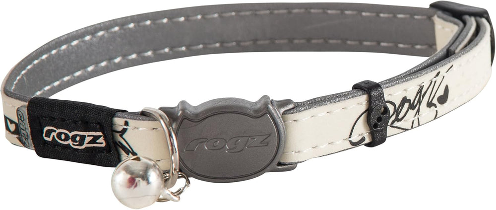 Glow in the Dark Reflective Cat Collar with Breakaway Clip and Removable Bell, Fully Adjustable to Fit Most Breeds, Jumping Black Cat Design