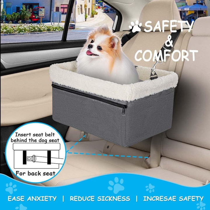 Dog Car Booster Seat for Small Dogs & Cats, Raised with Metal Frame