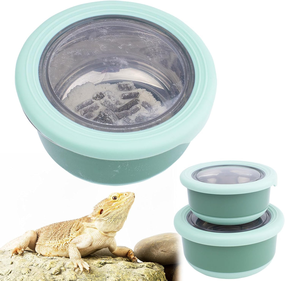 2 Pack Reptile Cricket Calcium Mixer, Cricket Nutrients Calcium Shaker, Stainless Steel Insect Feeder for Gecko, Chameleon, Lizard, Snake