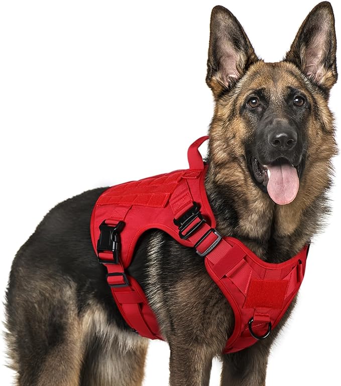Tactical Dog Harness for Large, Heavy Duty Pet Harness with Handle, No-Pull Service Vest Large Breed, Adjustable Military Dog Vest for Training Hunting Walking, Black, L