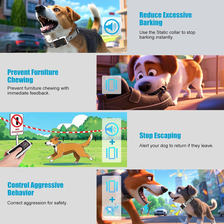 Dog Training Collar with Remote Control 4218 FT 3 Training Modes (Beep, Vibration, Safe Static) IPX7 Waterproof Rechargeable E-Collar for Small Medium Large Dogs 5-120Lbs