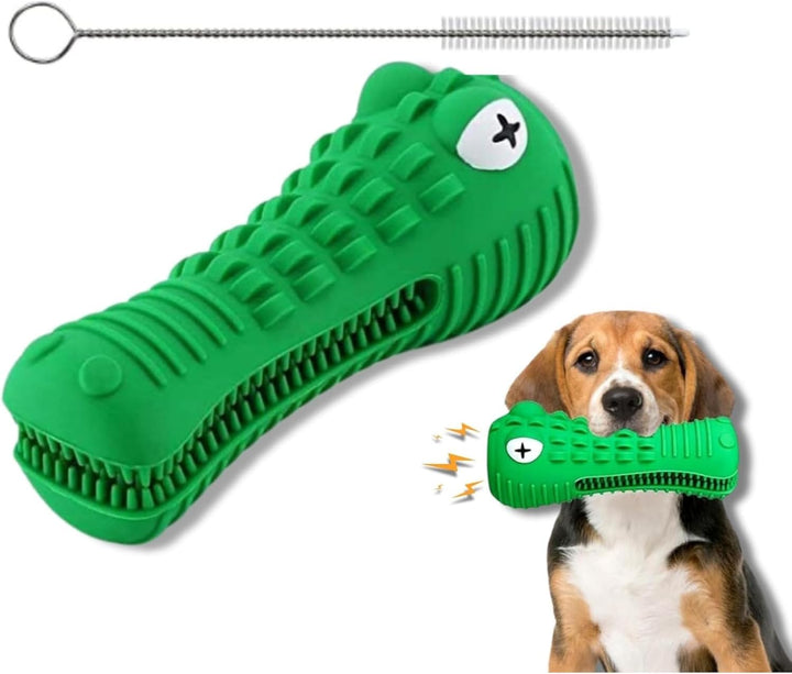 Dog Chew Toys for Aggressive Chewers – Alligator Dog Chew Toy for Large, Medium & Small Dogs – Tough Natural Rubber for Teeth Cleaning – Squeaky Interactive Dog Toys to Keep Them Busy