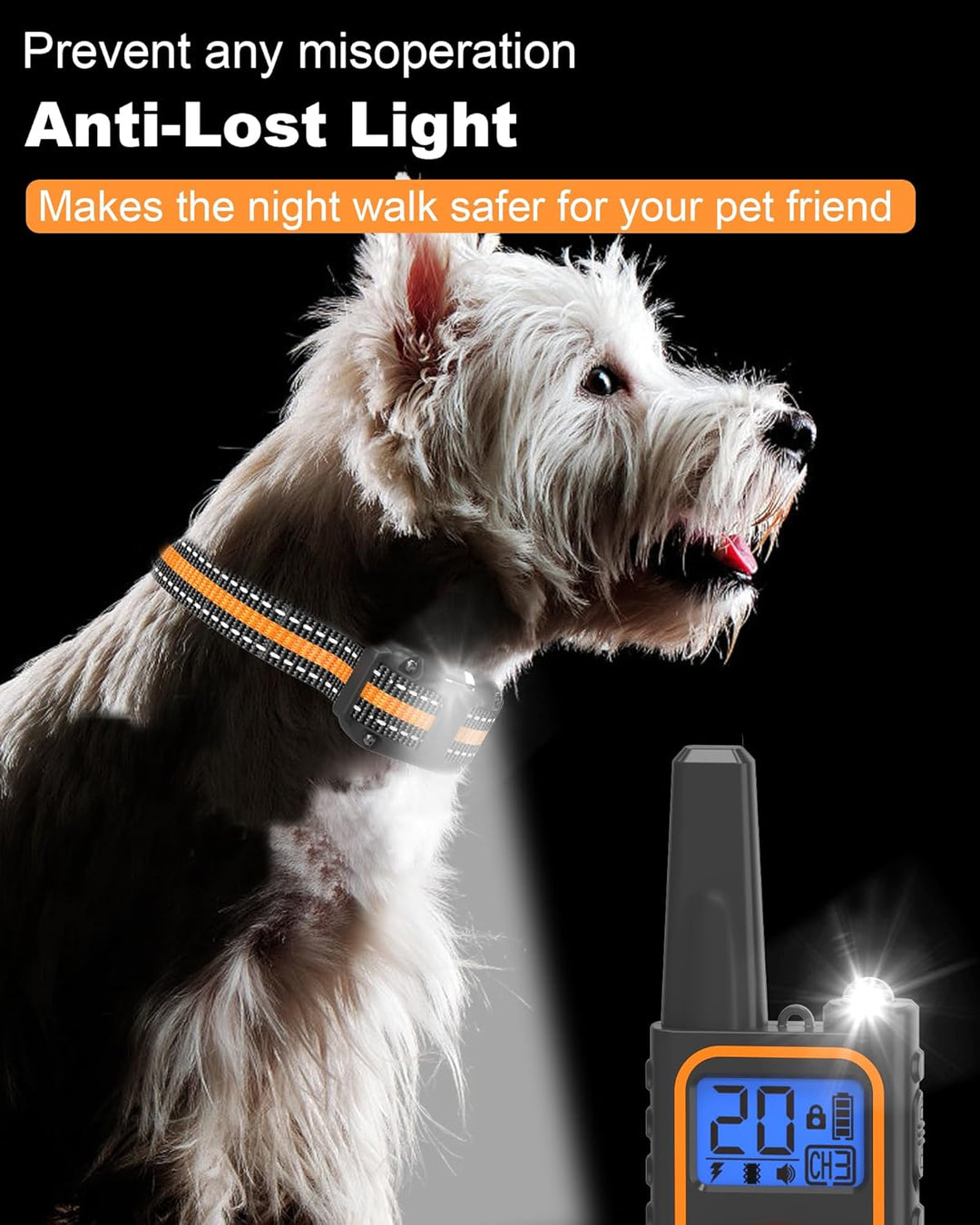 Dog Shock Collar with Remote Control – 3300FT Dog Training Collar for Small Medium Large Dogs (8–120Lbs), Rechargeable IPX7 Waterproof E Collar with Beep, Vibration, Shock & Light Modes