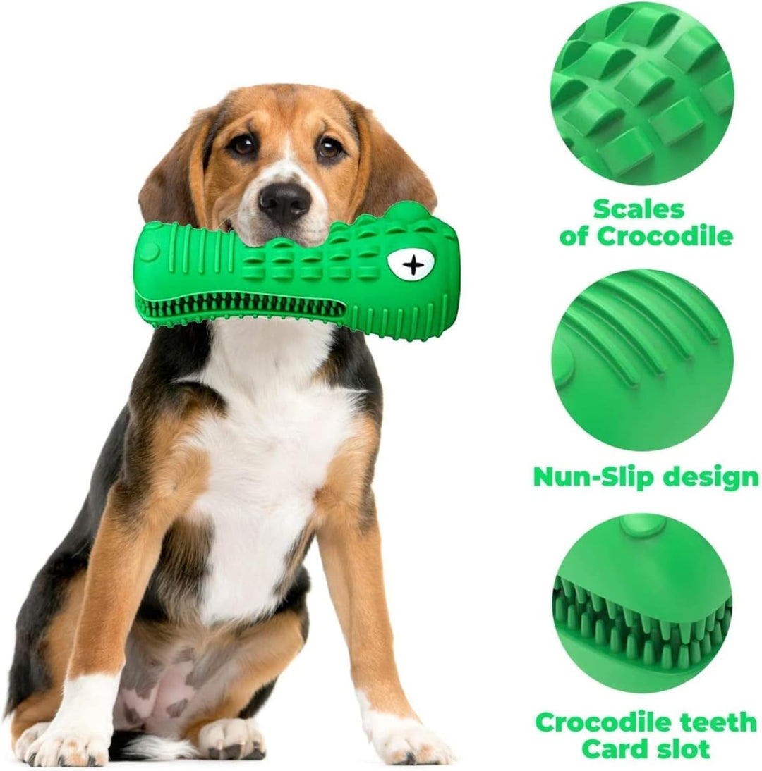 Dog Chew Toys for Aggressive Chewers – Alligator Dog Chew Toy for Large, Medium & Small Dogs – Tough Natural Rubber for Teeth Cleaning – Squeaky Interactive Dog Toys to Keep Them Busy