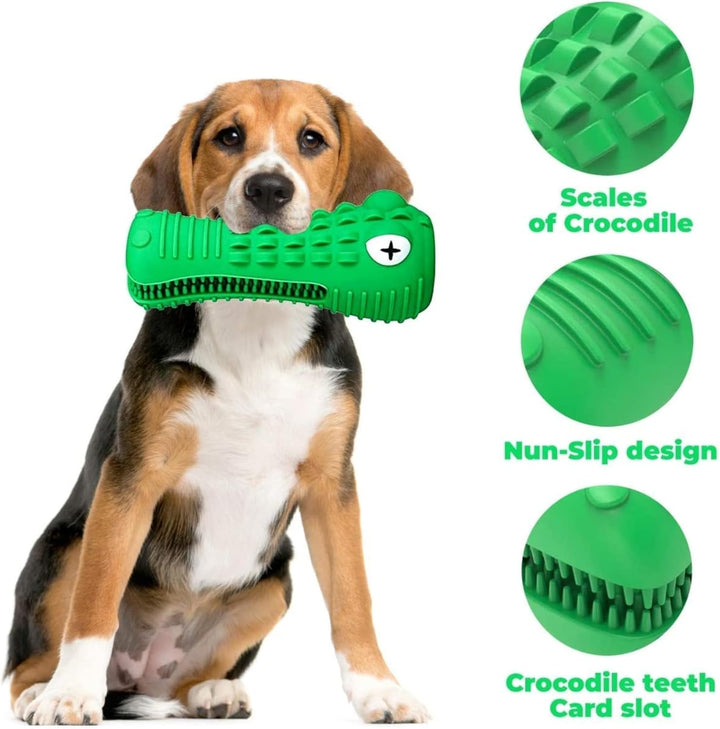 Dog Chew Toys for Aggressive Chewers – Alligator Dog Chew Toy for Large, Medium & Small Dogs – Tough Natural Rubber for Teeth Cleaning – Squeaky Interactive Dog Toys to Keep Them Busy