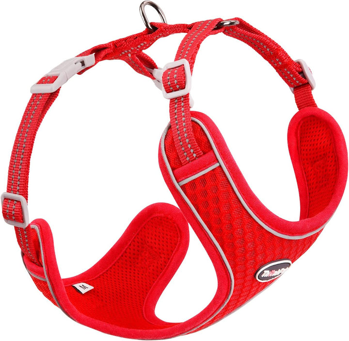 Reflective Breathable Soft Air Mesh No Pull Puppy Choke Free over Head Vest Ventilation Harness for Puppy Small Medium Dogs and Cats (Red,Xs)