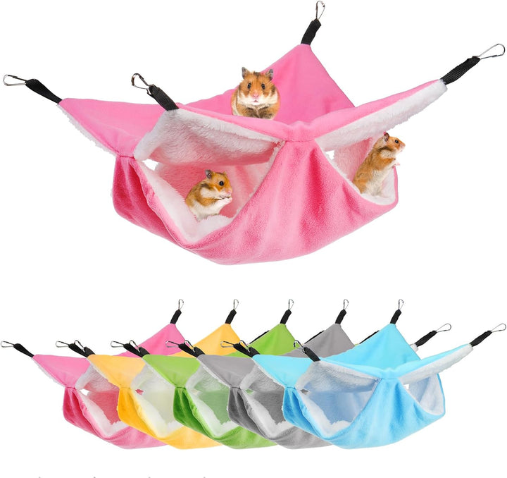 5 Pieces Rat Hammocks for Cage, Double Layer Guinea Pig Hideout Bed, Ferret Hammocks Soft Hamster, Playing Sleeping Accessory for Small Animal Chinchilla Squirrel