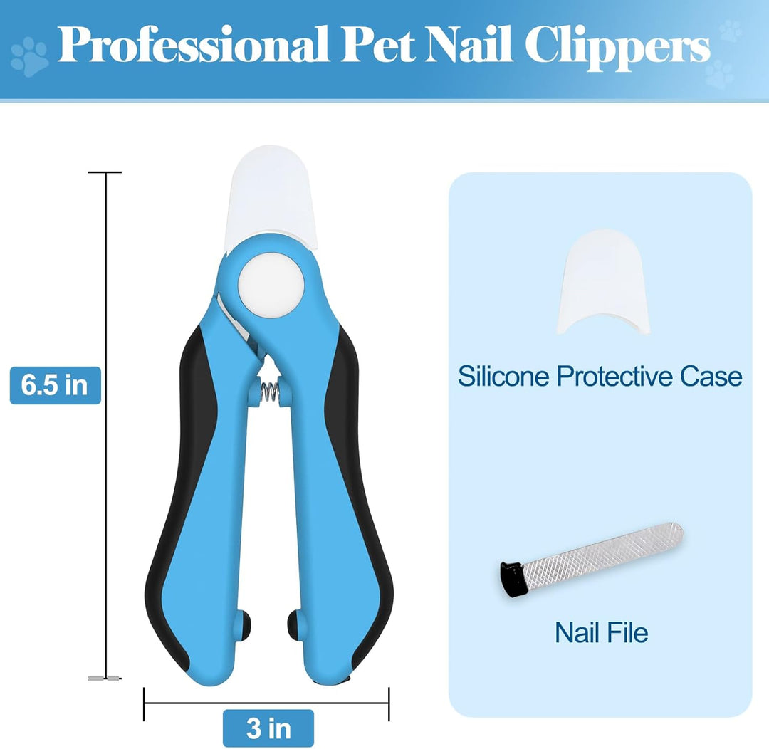 Heavy Duty Dog Nail Clippers and Trimmers, Professional Pet Nail Clippers with Nail File for Dogs Cats Small Animal, Claw Clippers with Safety Guard to Prevent Over-Cutting, Blue