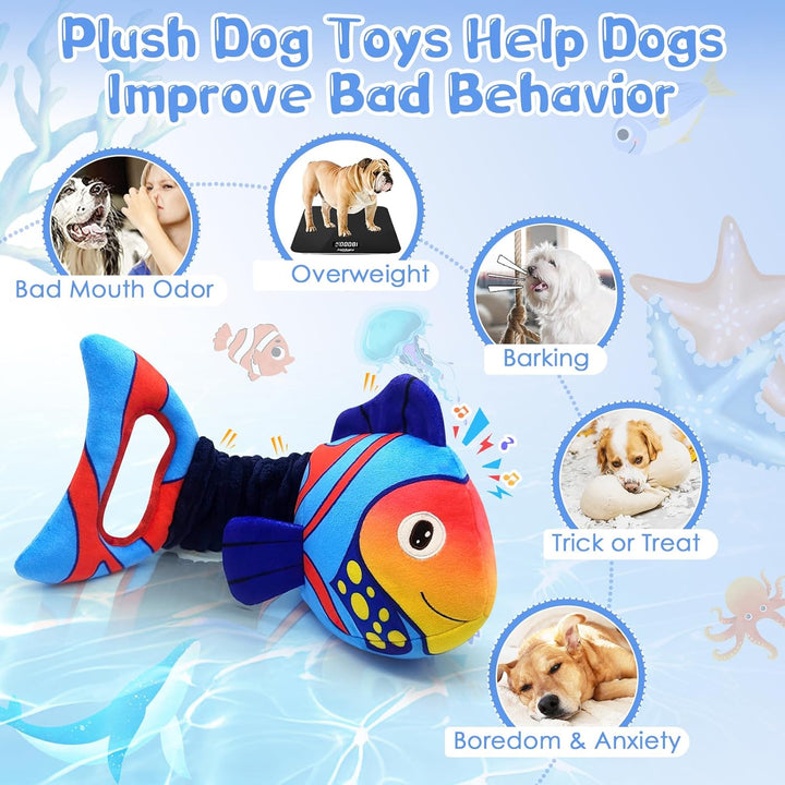 Large Squeaky Dog Toys : Plush Stuffed Puppy Toys with Crinkle Paper-Tug of War Dog Toys for Small, Medium and Large Dogs