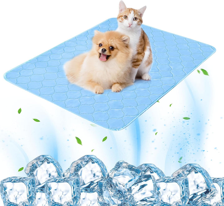 Dog Cooling Mat, 22'' X 28'' Upgrade Pet Cool Mat for Dogs Cats, Summer Ice Silk Dog Cooling Pad & Washable Pee Pad for Indoor or Outdoor - Bottom Waterproof and anti Slip