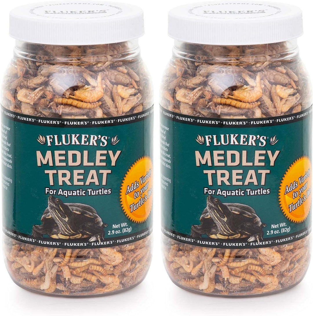 Aquatic Turtle Food,Vitamin,Enriched Medley Treats of Freeze,Dried River Shrimp,Mealworms,And Crickets,2.9 Oz,(Pack of 2)