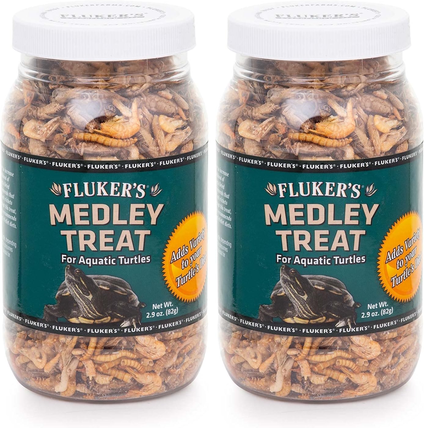 Aquatic Turtle Food,Vitamin,Enriched Medley Treats of Freeze,Dried River Shrimp,Mealworms,And Crickets,2.9 Oz,(Pack of 2)