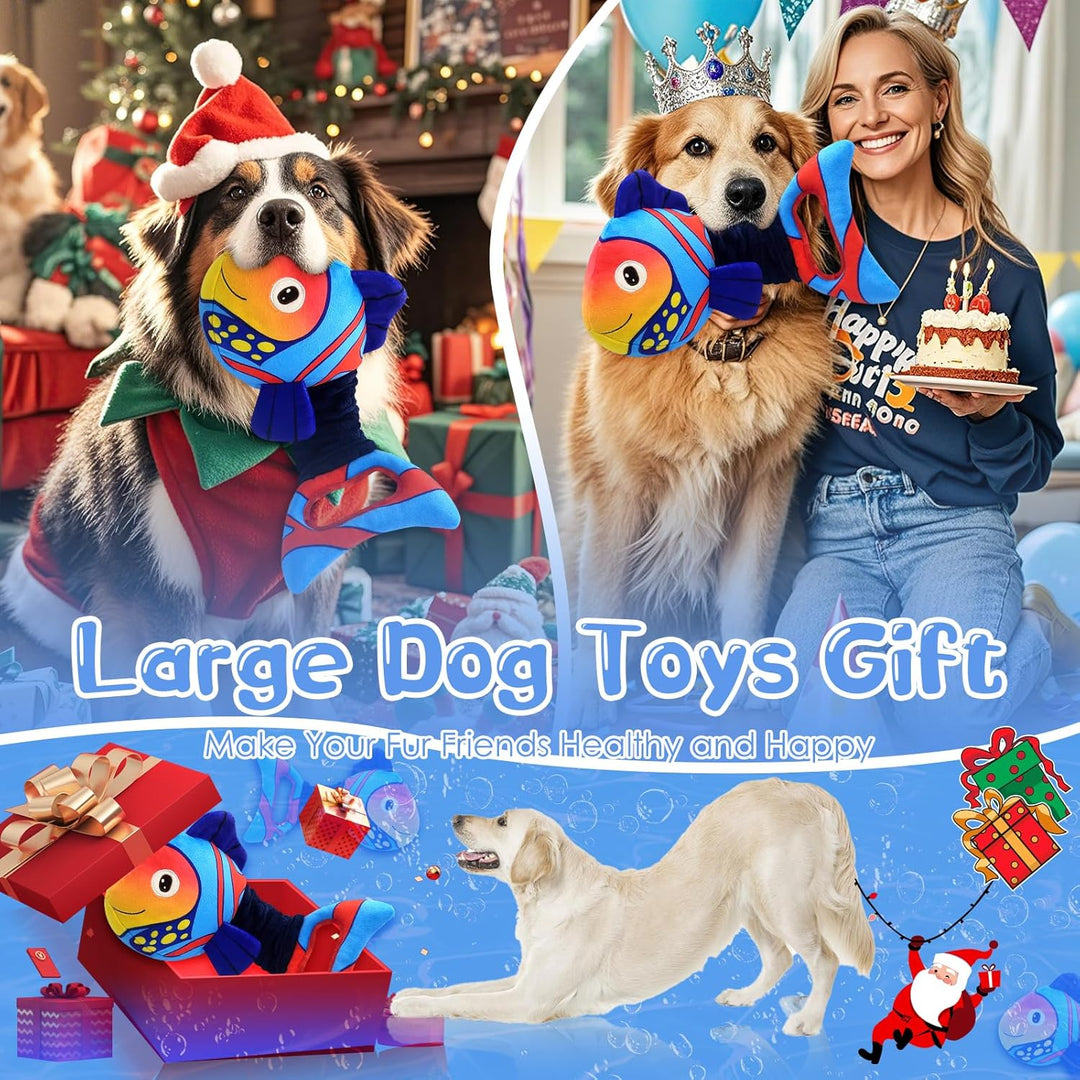 Large Squeaky Dog Toys : Plush Stuffed Puppy Toys with Crinkle Paper-Tug of War Dog Toys for Small, Medium and Large Dogs