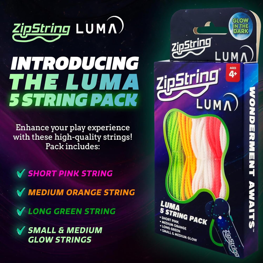 Luma Replacement Strings for Rope Launcher Toy, Pack of 5 - UV Reactive Glow in the Dark Fidget String for Kids & Adults - Shark Tank Featured Lasso Rope Loop String Replacement