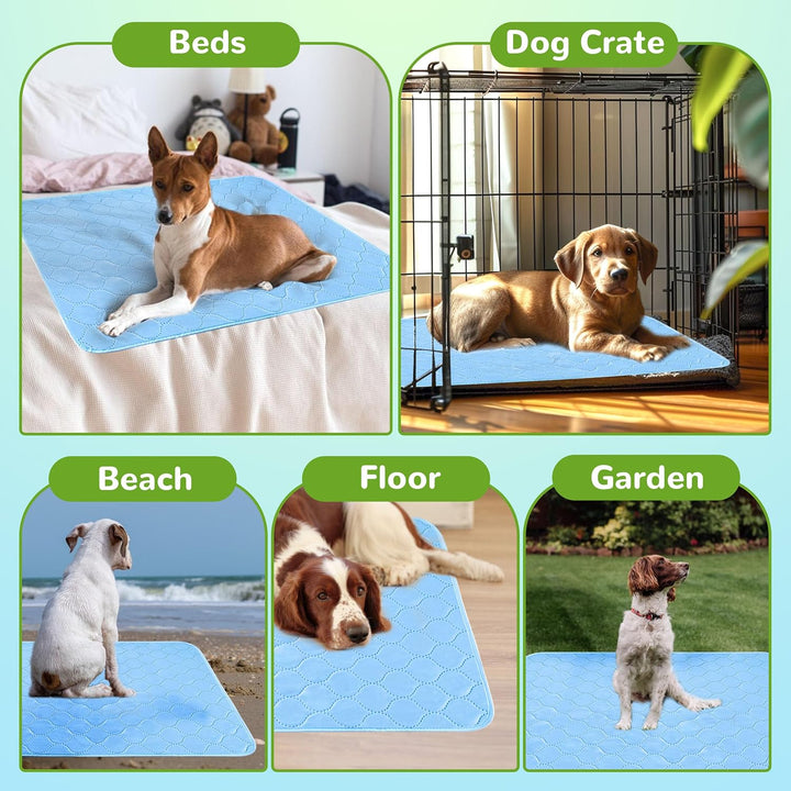 Dog Cooling Mat, 22'' X 28'' Upgrade Pet Cool Mat for Dogs Cats, Summer Ice Silk Dog Cooling Pad & Washable Pee Pad for Indoor or Outdoor - Bottom Waterproof and anti Slip