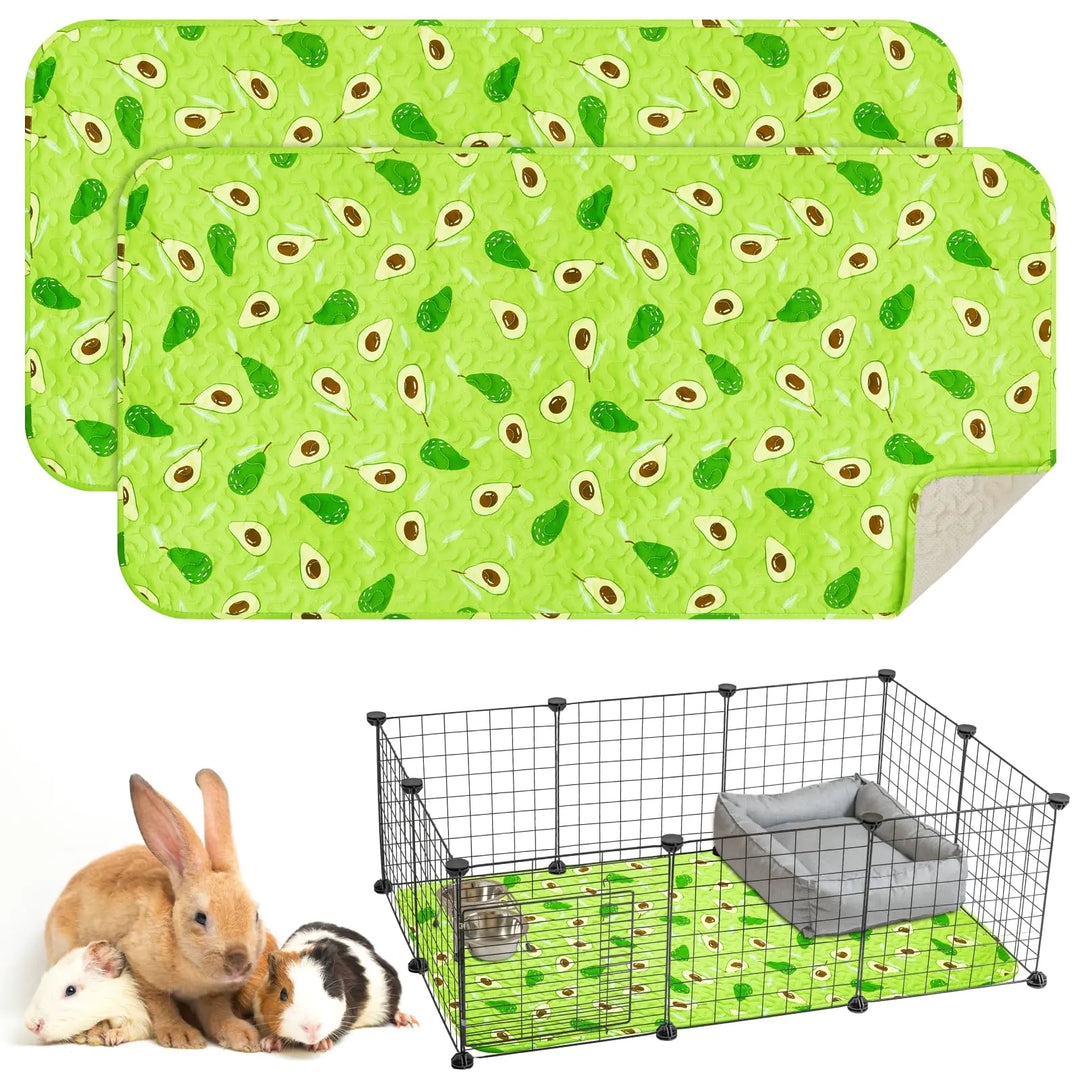 Huhumy 2 Pcs 47 x 24 Inch Guinea Pig Bedding Washable Guinea Pig Cage Liner Reusable Absorb Water Guinea Pig Mats Non Slip Guinea Pig Pads for Small Animals Hamster Rabbit Rat(Cute Style)
