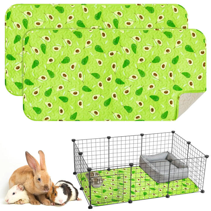 Huhumy 2 Pcs 47 x 24 Inch Guinea Pig Bedding Washable Guinea Pig Cage Liner Reusable Absorb Water Guinea Pig Mats Non Slip Guinea Pig Pads for Small Animals Hamster Rabbit Rat(Cute Style)