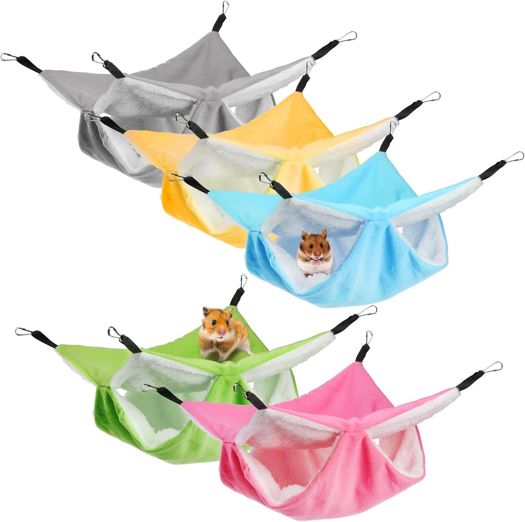 5 Pieces Rat Hammocks for Cage, Double Layer Guinea Pig Hideout Bed, Ferret Hammocks Soft Hamster, Playing Sleeping Accessory for Small Animal Chinchilla Squirrel