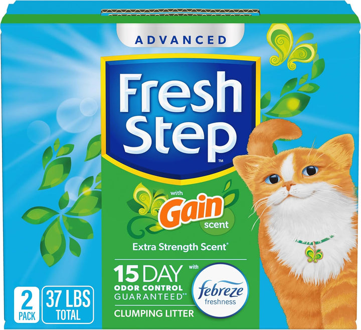 Advanced Clumping Litter with Febreze Freshness with Gain Scent, Fights Odor on Contact, 37 Lbs. (2 X 18.5 Lb. Box) (Package May Vary)