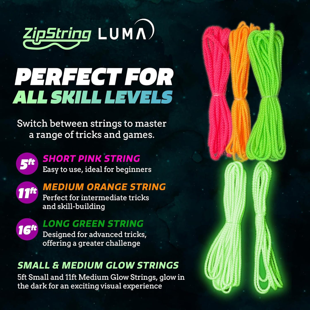 Luma Replacement Strings for Rope Launcher Toy, Pack of 5 - UV Reactive Glow in the Dark Fidget String for Kids & Adults - Shark Tank Featured Lasso Rope Loop String Replacement