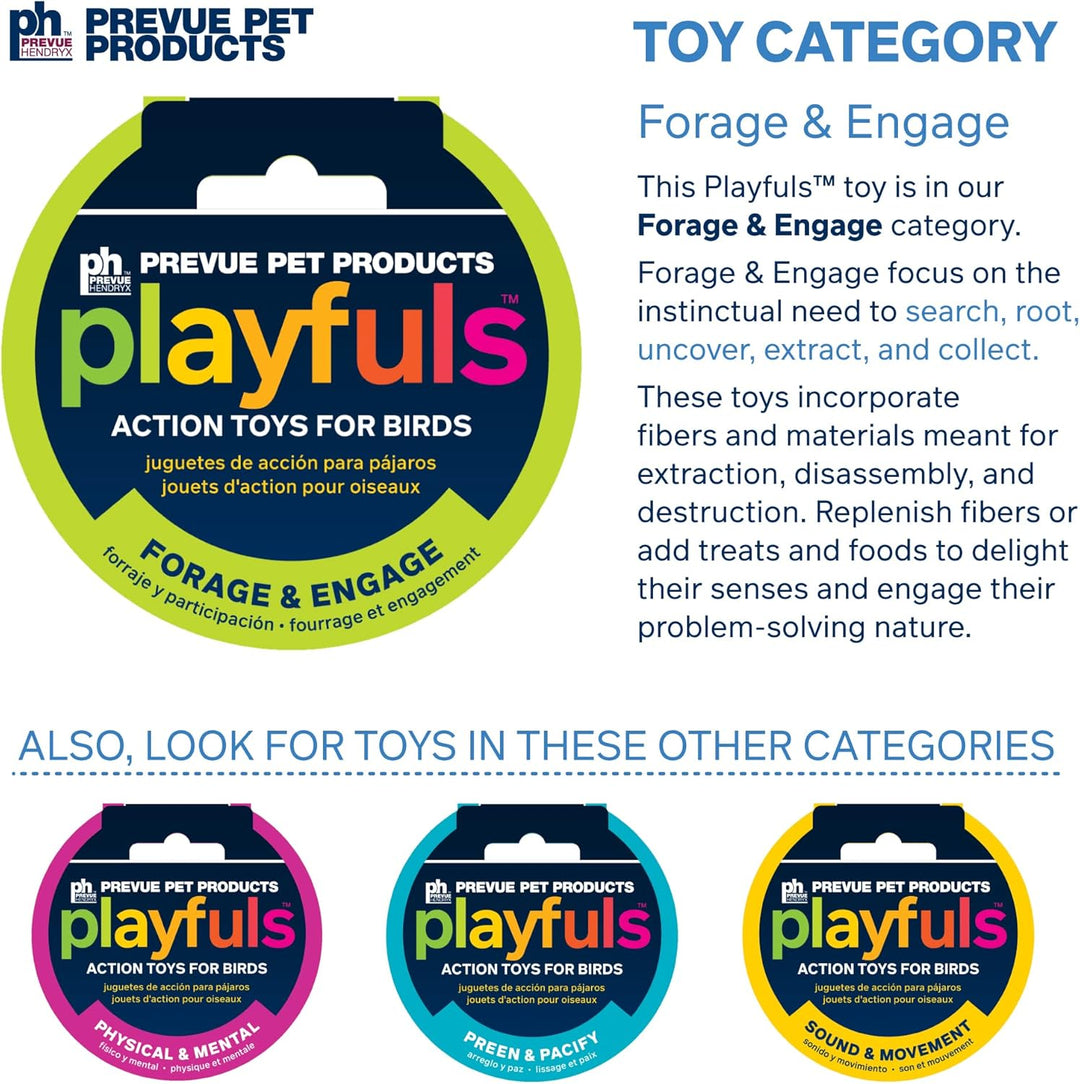 Prevue Pet Products Forage & Engage Tear-Riffic Coconut Fiber Bird Wood Stix Grab Bag Bird Toy 62387 Small