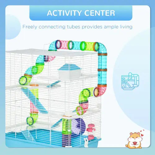 PawHut Oversized 5-tier Hamster Cage With Tube And Tunnel, Portable Carrying Handle