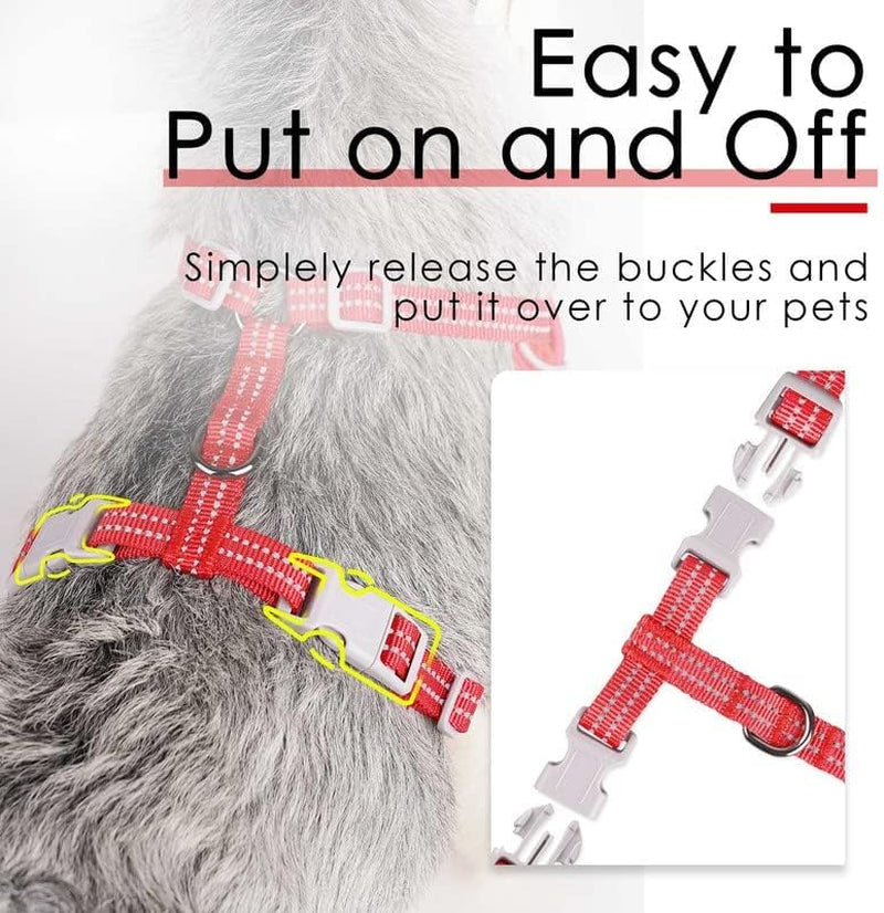 Reflective Breathable Soft Air Mesh No Pull Puppy Choke Free over Head Vest Ventilation Harness for Puppy Small Medium Dogs and Cats (Red,Xs)