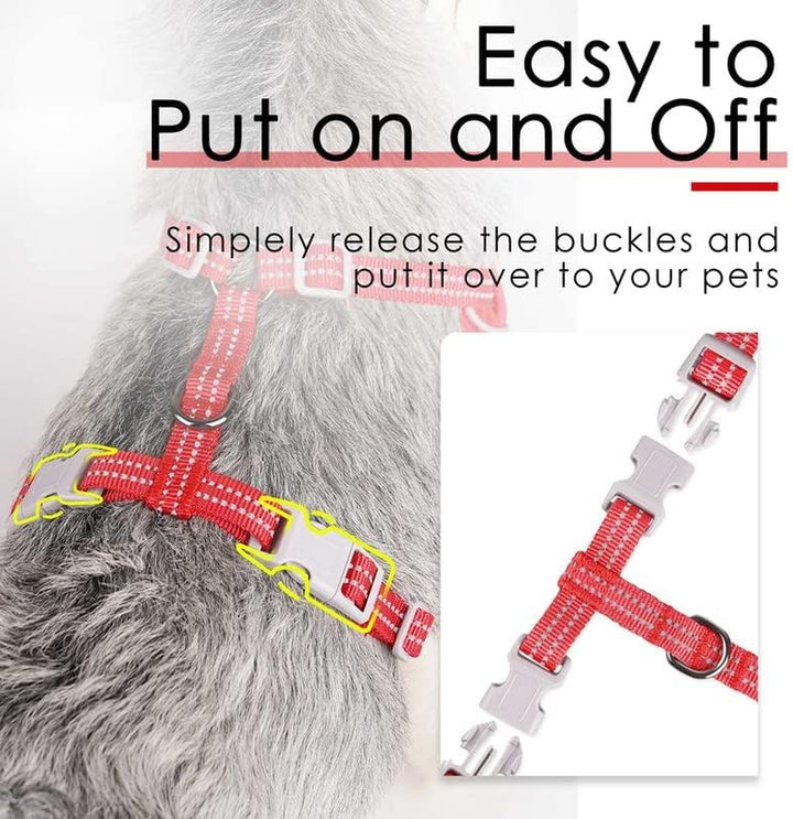 Reflective Breathable Soft Air Mesh No Pull Puppy Choke Free over Head Vest Ventilation Harness for Puppy Small Medium Dogs and Cats (Red,Xs)