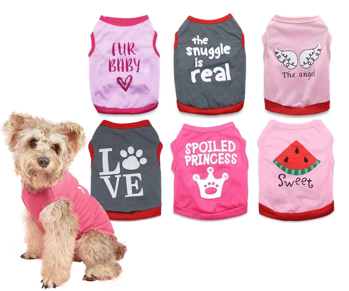 6 Pack Extra Small Dog Puppy Shirts Girl Dog Clothes Funny Cute Girls T Shirt for Small Dogs Girl XS