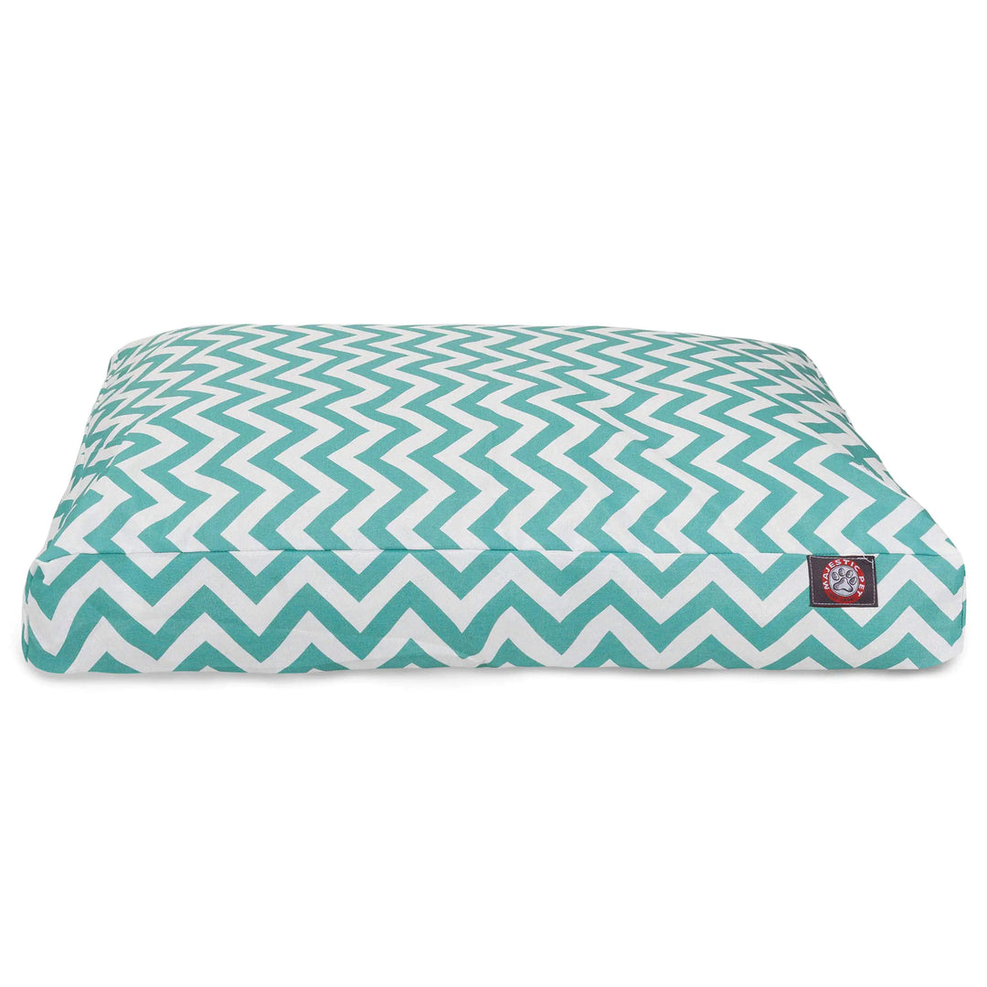 Teal Chevron Pet Bed with washable cover, extra large size for indoor outdoor use.