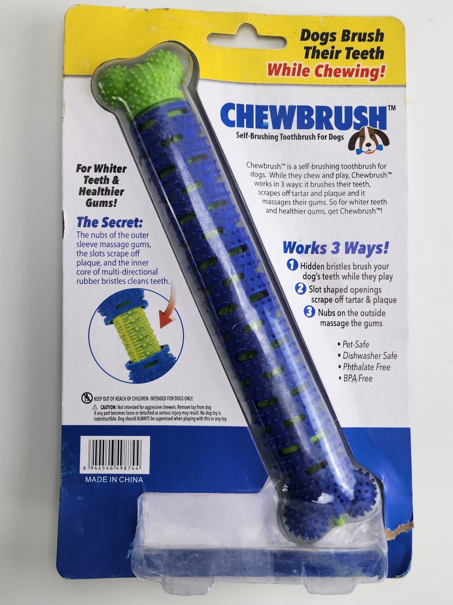 Dog Rubber Bone Toy Toothbrush